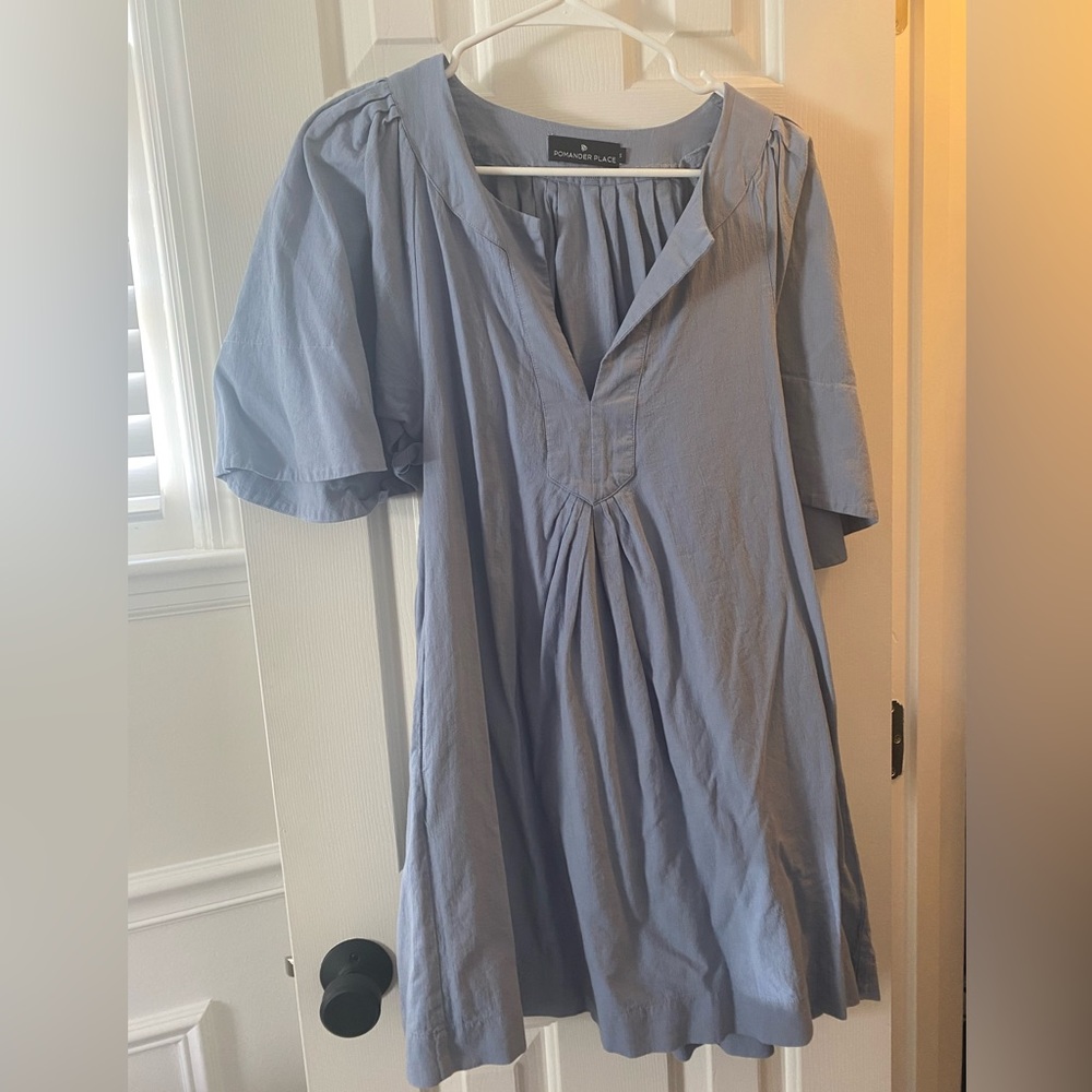 Powder blue Finley flutter sleeve dress